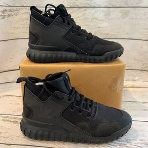 Adidas Tubular X Triple Black S78716 Mens Youth Mid Sneakers Shoes Size 6.5